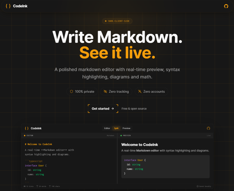 CodeInk — Free online Markdown editor screenshot